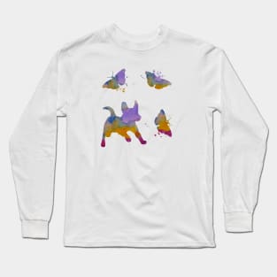 Jack Russell Terrier Art, With Butterflies, Butterfly Dog Art Long Sleeve T-Shirt